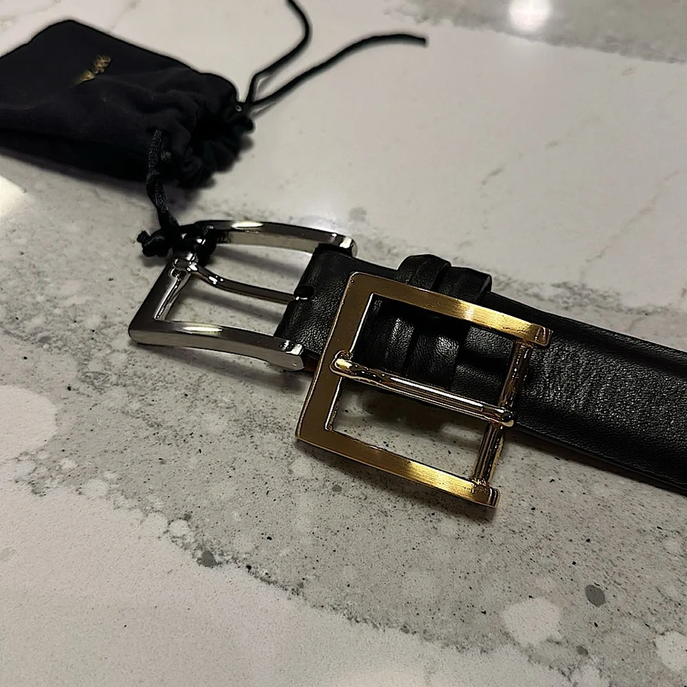 W. Kleinberg Black Leather Belt - Size 34 Men’s - Picture 3 of 7